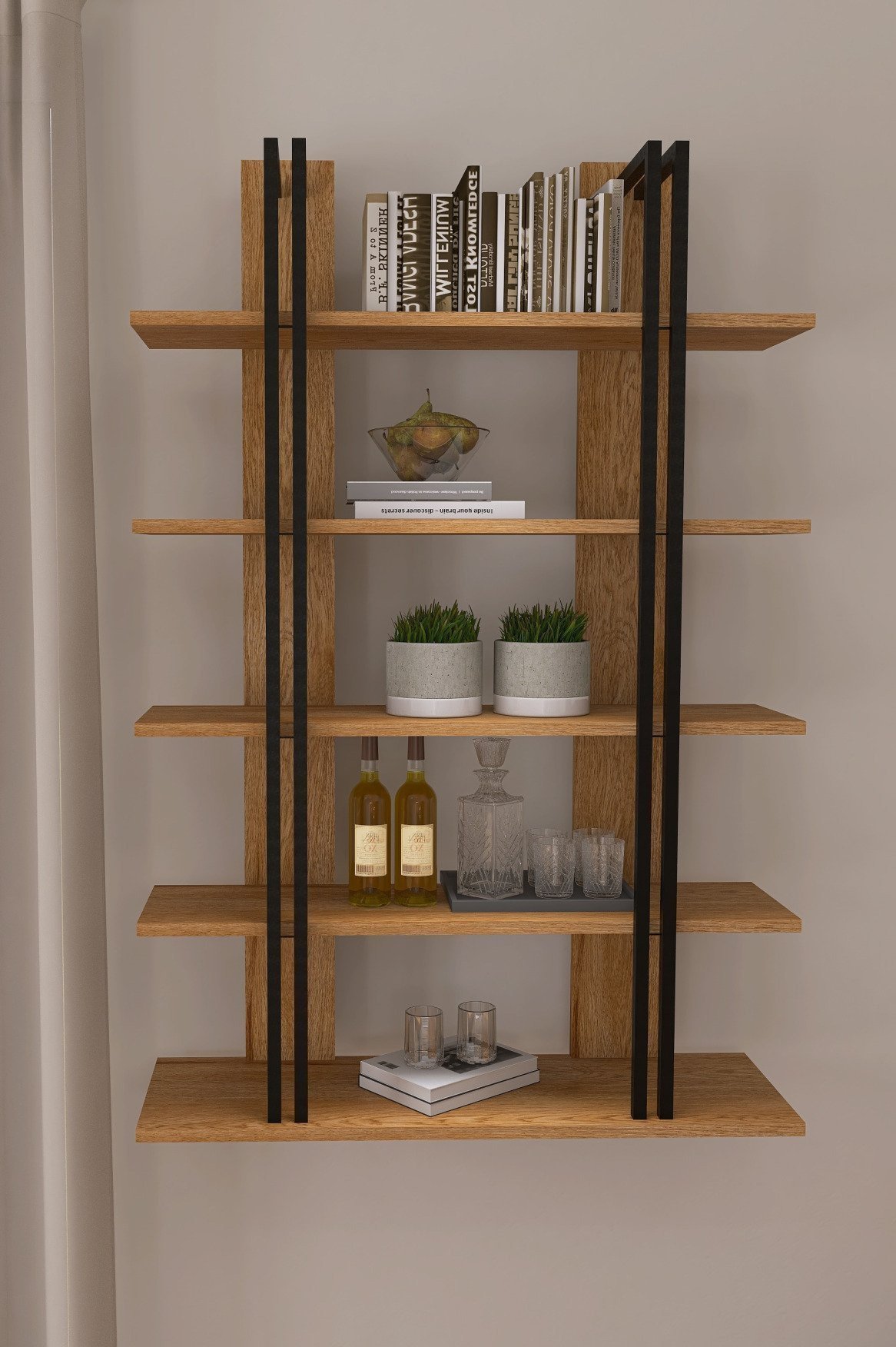 Dębowa szafka nocna na stalowej konstrukcji