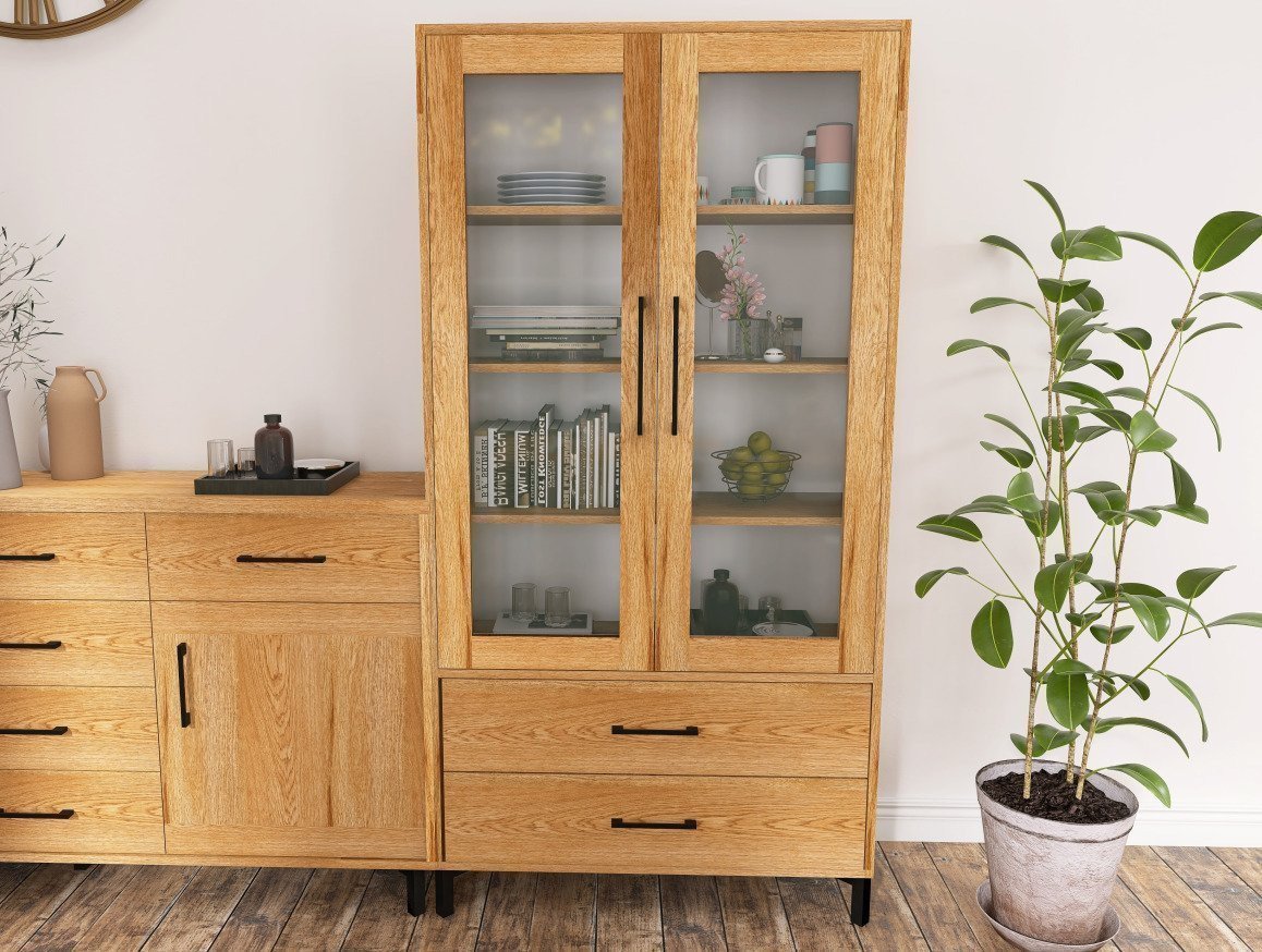 Witryna dębowa do salonu